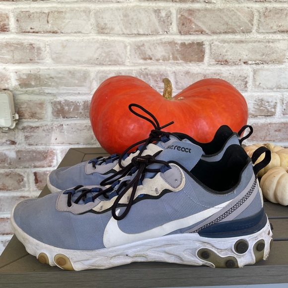 2019 Nike React Element 55 Indigo
Fog Blue White Sneakers US Mens 11 - Picture 2 of 8